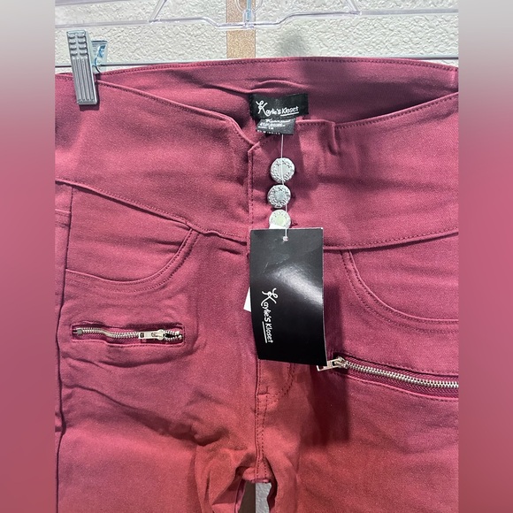 NWT Cami’s Closet Chic Rust Brown High-Waisted Jeggings with Zipper Pockets - Picture 4 of 6